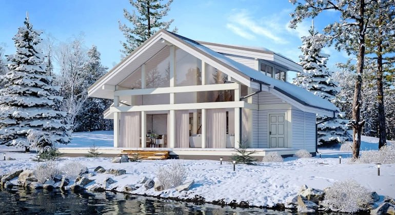 Фахверный дом с крутым уклоном